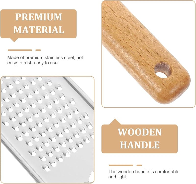Stainless Steel Cheese Grater Set With Wooden Handle Multipurpose Kitchen Gadget - Image 5